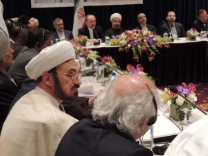 DINNER — Muslim-American leaders dined with President Rohani (at far side of table, fourth from right) while he was in New York last month.