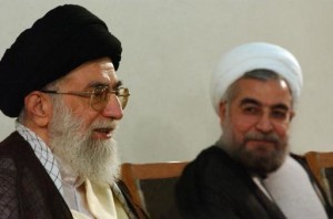 WE SUPPORT HIM, BUT....— Supreme Leader Ali Khamenehi (left) backed the foreign policy initiative of President Rohani (right), but made sure to cover his base with hardliners in case Rohani’s efforts come up short.