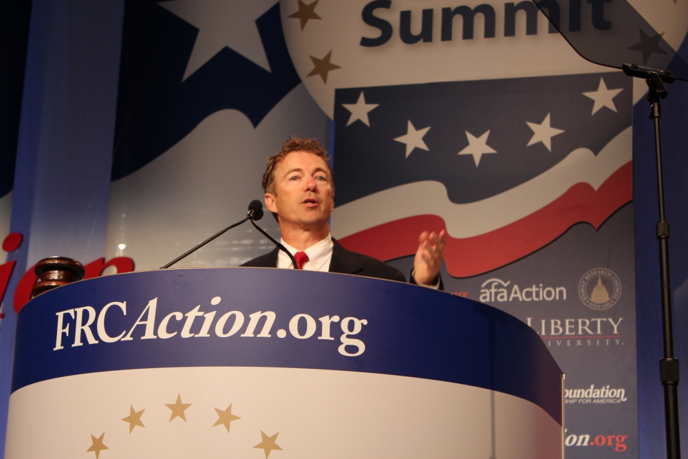 TARGET OBAMA — Both Sen. Rand Paul, Republican of Kentucky (above), and Todd Starnes of Fox News (right) spoke last week to the Value Voters Summit and flayed President Obama for doing nothing to try to free Pastor Saeed Abedini from Iran’s clutches.