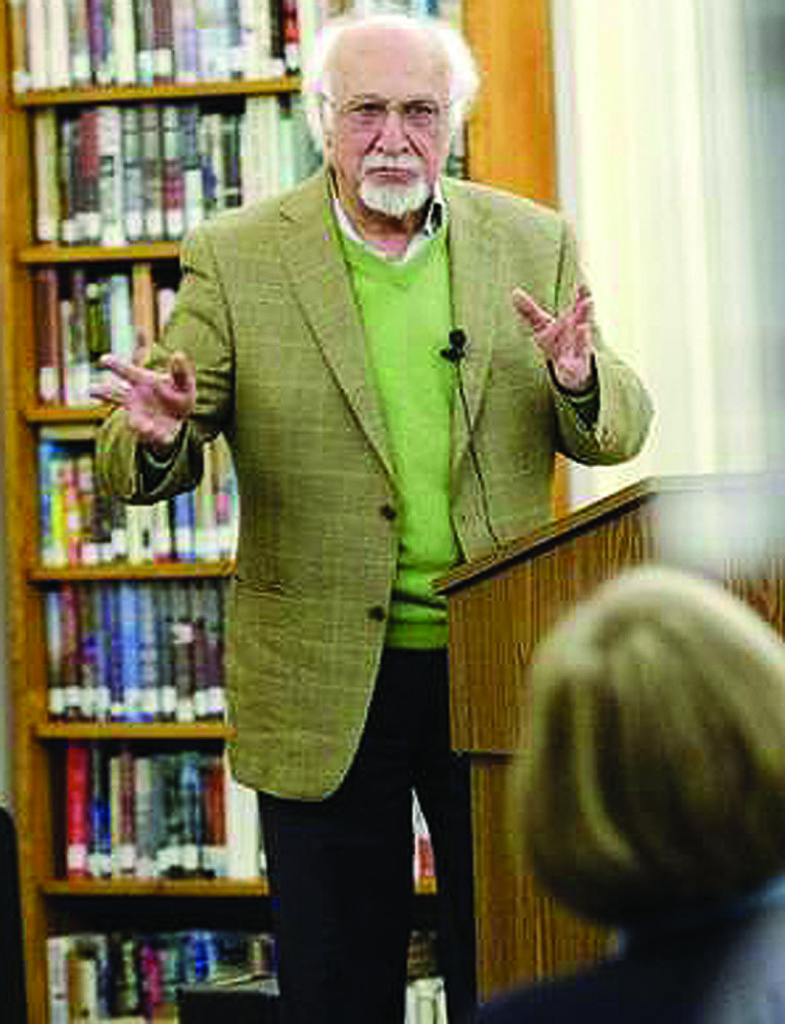 WORLD VIEW— Mansour Farhang lectures at the library in the Vermont town of Essex Junction.