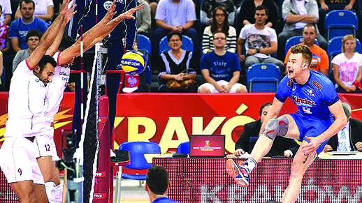 VICTORY — The Iranian volleyball team (left) has consistently kept their opponents at bay in this year’s World Championships, played in Poland.