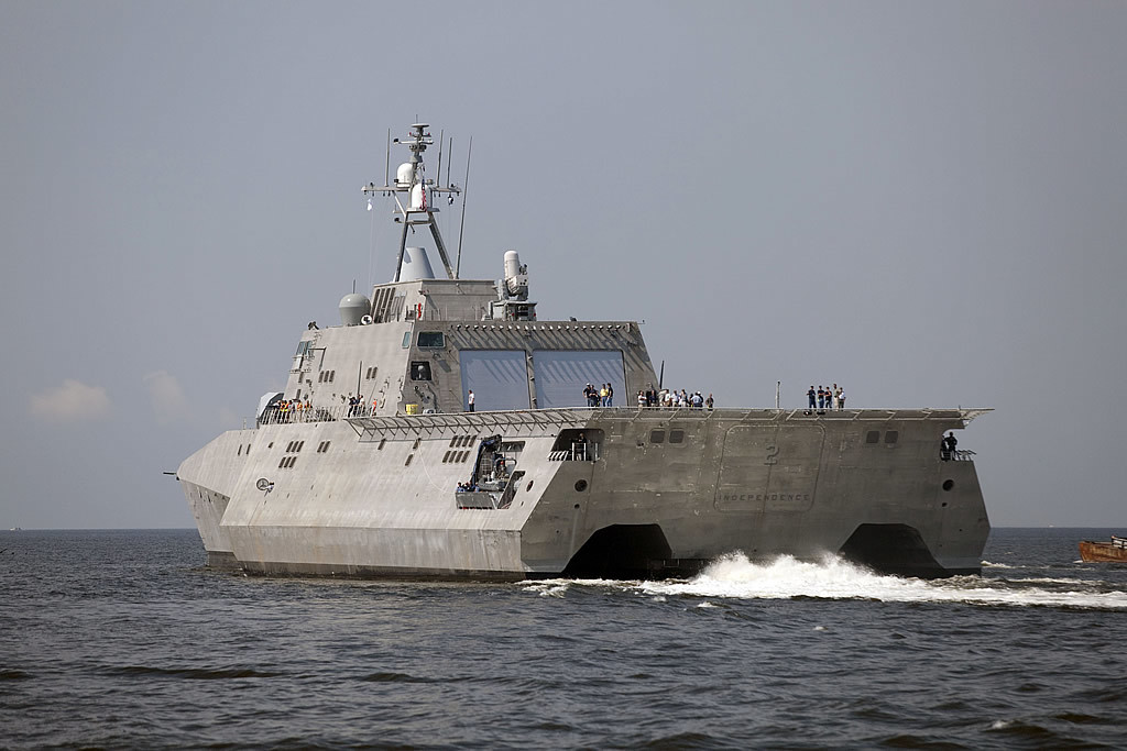 VERSION TWO-This is the USS Independence, the trimaran version of the Littoral Combat Ship.