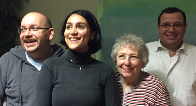 BACK TO THE PRESENT — Recuperating at a US Army base in Germany are, from left, Jason Rezaian, his wife, Yeganeh Salehi, his mother, Mary, who were in Iran while Jason was in jail, and his brother, Ali.