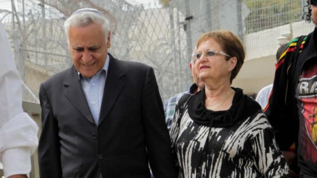 Moshe Qatsav was seen in public last year with his wife when he got a furlough.