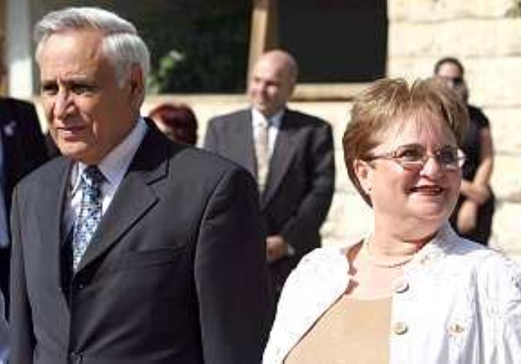 RELEASE NOW PLANNED — Former Israeli President Moshe Qatsav (left)  is seen with his wife before he was sent to prison for rape.