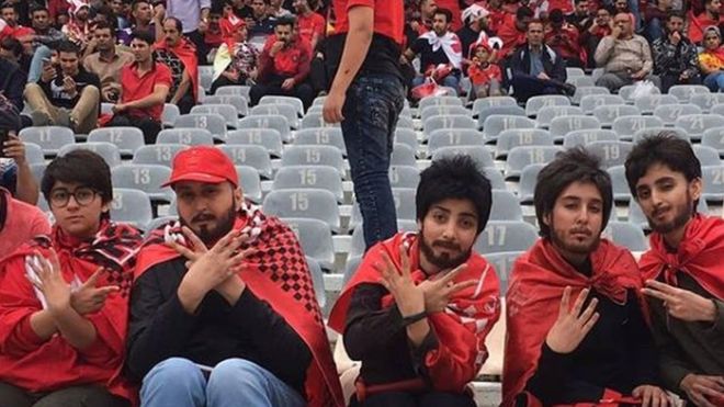 NOT VERY LADYLIKE — These soccer fans sneaked into a soccer stadium with their makeup skills.