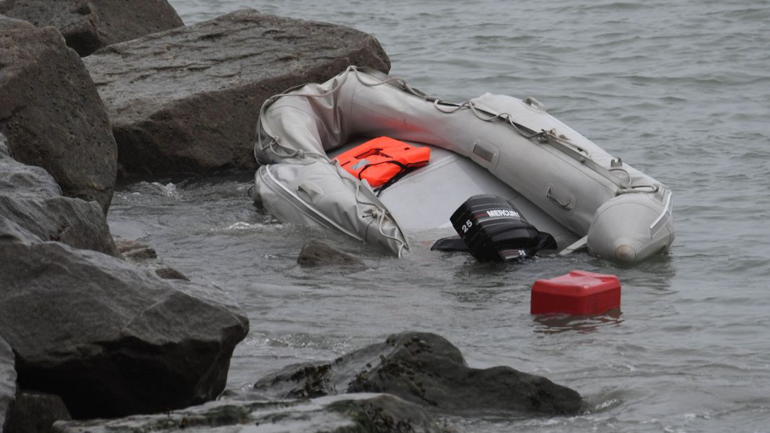 SMALL BOAT — This is a simple rubber dinghy in which one group of Iranians barely made it across the English Channel before hitting the rocks.