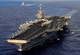 ON PATROL — The US aircraft carrier John C. Stennis, named for a US senator, is in the Indian Ocean headed for the Persian Gulf. 