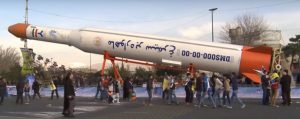 FAILS — This is the Simorgh satellite launcher on display in Tehran several years ago.  The third and top stage failed this month, causing a satellite in the nosecone to crash into the Indian Ocean.