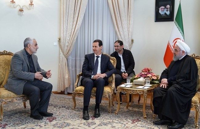 HASHING IT OUT — President Bashar Al-Assad of Syria was in Tehran a few weeks ago and is seen here with President Rohani and Qods Force commander Gen. Qasem Soleymani (left).  Later Assad went on to see Supreme Leader Ali Khamenehi.