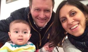 STILL WAITING — Nazanin Zaghari-Ratcliffe (right), her husband, Richard, and their then-infant daughter, Gabriella, who is now four years old.