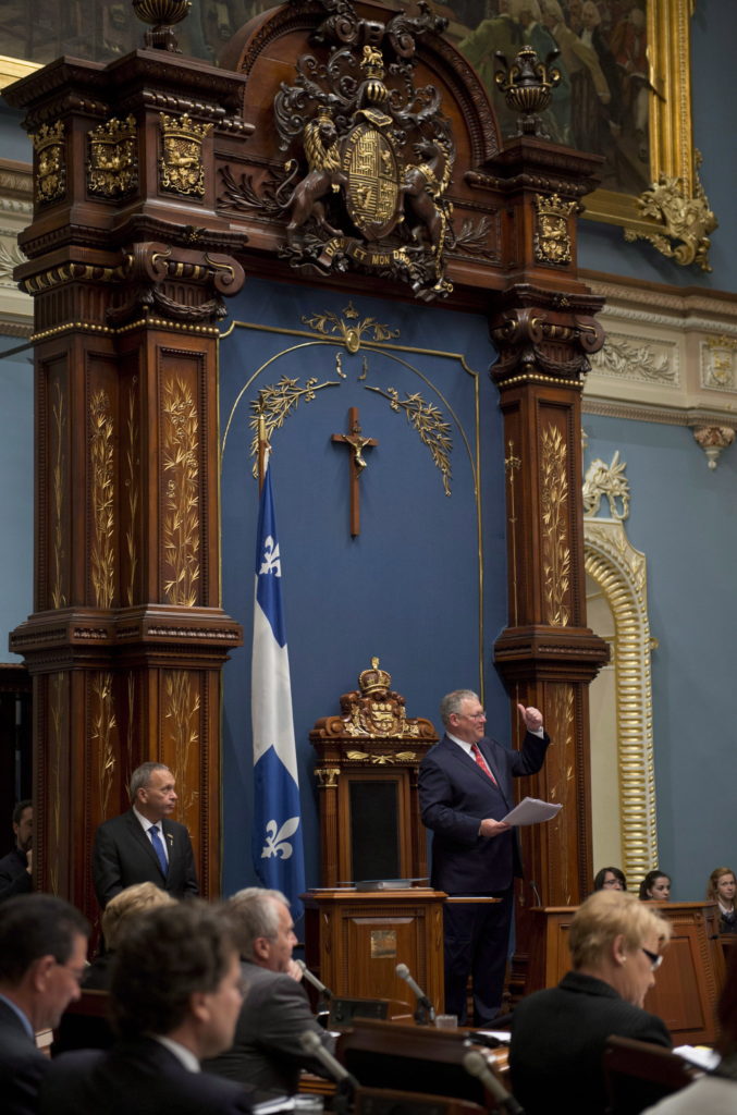 SECULAR — To emphasize secularism, the government of Quebec wants to ban religious symbols from goverment—but a crucifix will still be attached to the wall behind the chair of the speaker of the legislature in the province.