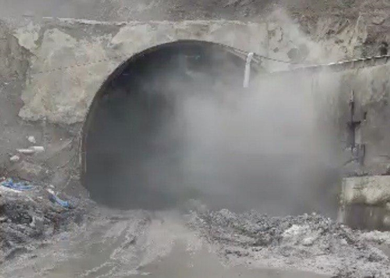 EXPLOSION — Smoke emerges from a fire and explosion in a tunnel on the new highway to the Caspian.