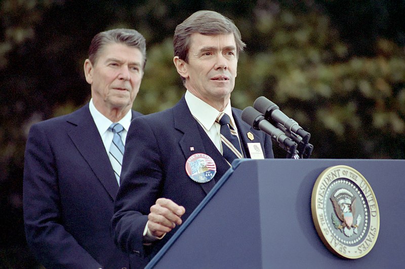 BACK HOME — Bruce Laingen is seen at the White House with President Reagan shortly after the hostages were released in January 1981.