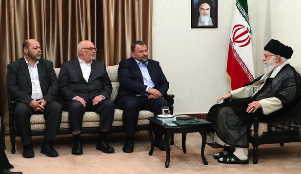 MEETING OF THE MINDS — Supreme Leader Ali Khamenehi meets with three well-fed leadeåçrs of the Hamas movement that rules in Gaza.