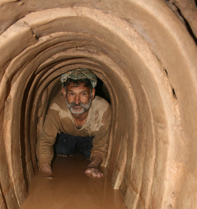 A qanat is seen from inside 