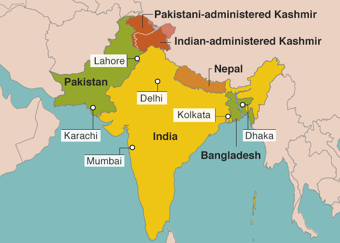 Карта индии и бангладеш