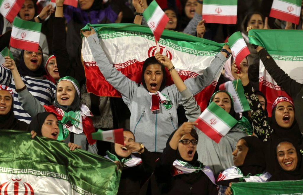 BY INVITATION ONLY — This small group of specifically invited women were allowed into a stadium for a soccer game last October, but it did not become a routine practice.