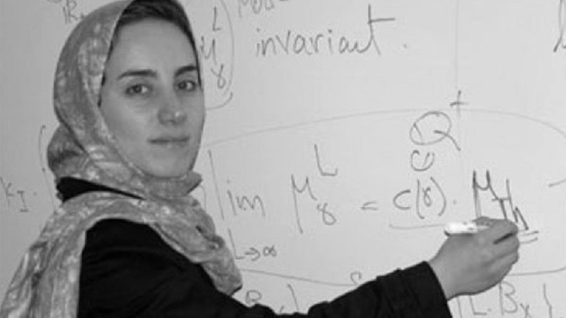 Maryam Mirzakhani at her whiteboard while living in Iran.