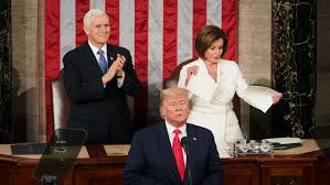 RIPPING SPEECH — House Speaker Nancy Pelosi tears up President Trump’s State of the Union address after he finished speaking.