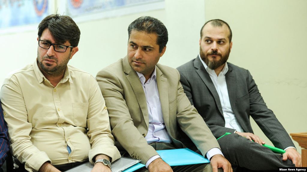 OFF TO PRISON — Ammar Salehi, seen at left above with fellow defendants, has been sentenced to prison for corruption. He is the son of Maj. Gen. Ataollah Salehi (right), who commanded the Iranian Army for a dozen years.