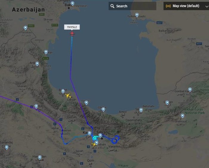 HIGHTAILING IT — This image from a radar screen shows the Turkish airliner heading for Baku.