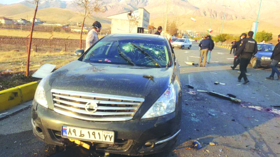 The Fakhrizadeh assassination scene.