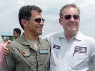 END OF FLIGHT — Farhad Rostampour (left) and Arshid Moti-Ghavanin seen after their 2007 roundthe-world flight.