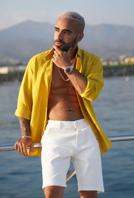 IN THE ROLE — Sasha Sobhani dresses for his role as the ultimate playboy in Spain.