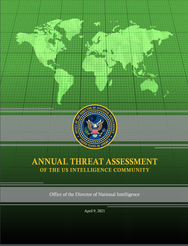 REPORT — Cover of annual US threat assessment.