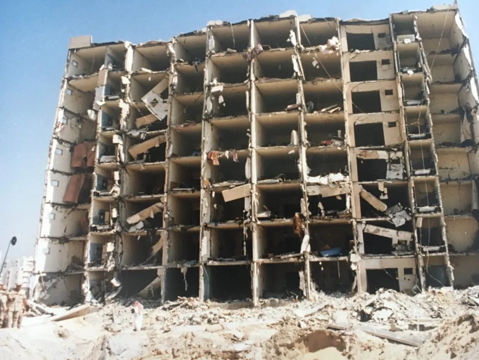 BLAST — The massive bomb sheared off the entire side of the barracks building, killing most of those who were in these exposed rooms.