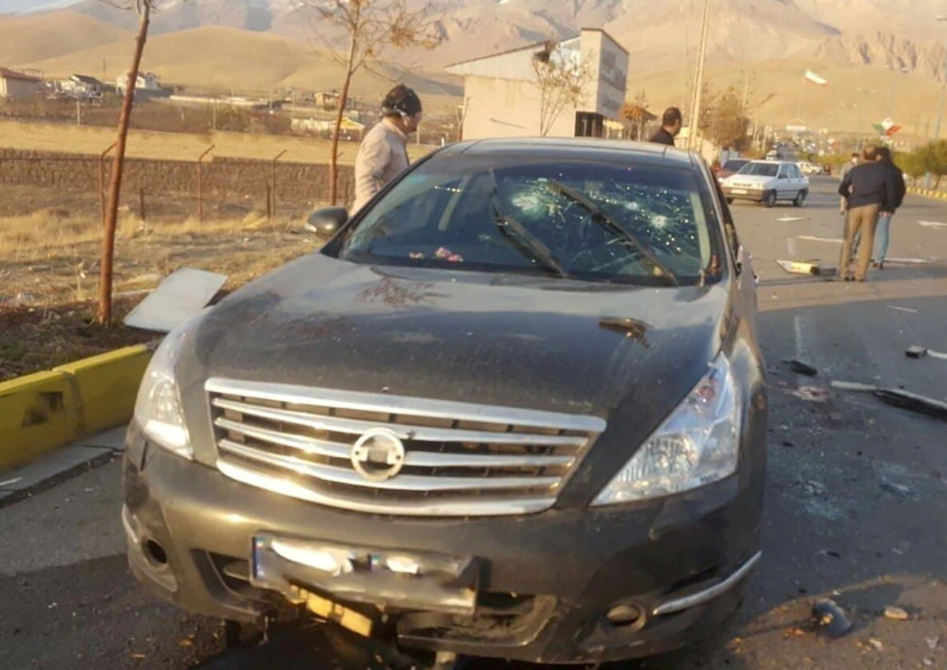 FATAL — Bullets were fired into the driver’s side of the windshield, missing Fakhrizadeh’s wife by a short distance.