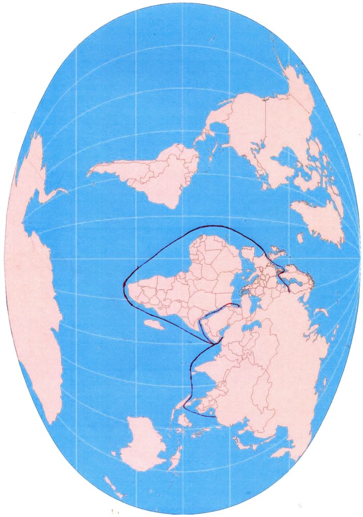 SAILING ABOUT — The map shows the Iranian Navy’s most distant travels to the East, just barely inside the Pacific to China; to the West up the Atlantic to Russia; and regionally to Syria.