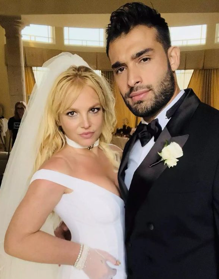 WEDDING BELLS — Britney Spears and Sam Asghari pose for their wedding pictures after their nuptials her third, his first.