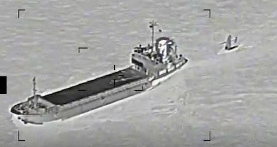 CAUGHT — A Pasdar ship was photographed by a US Navy helicopter in the Persian Gulf as it tried to tow a US Saildrone from international waters to Iran.